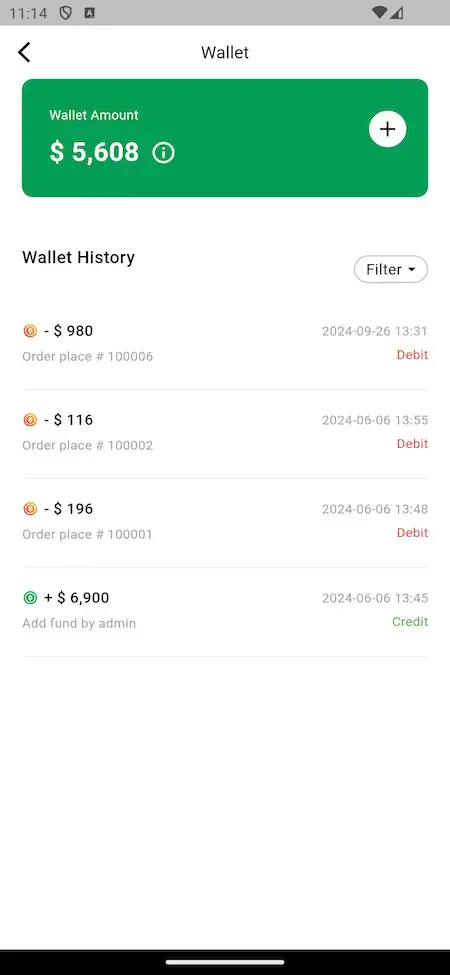 1mg Clone 23 1mg Clone wallet screen displaying user balance and transaction details