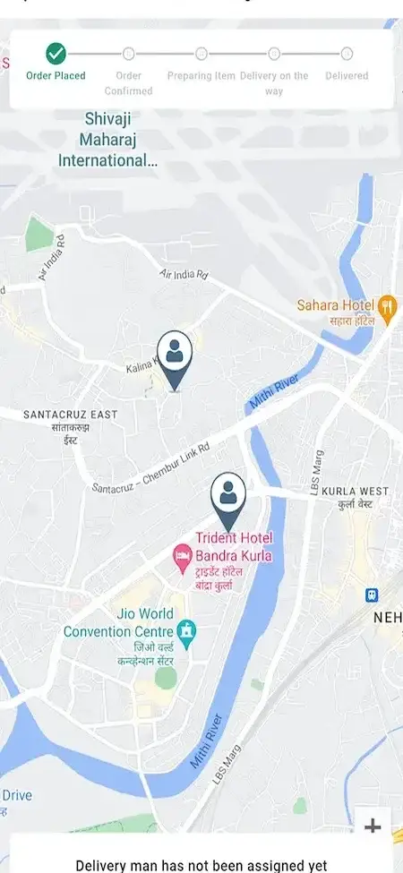 Uber Delivery Clone 19 Order Tracking Map Screen - Uber Delivery Clone App