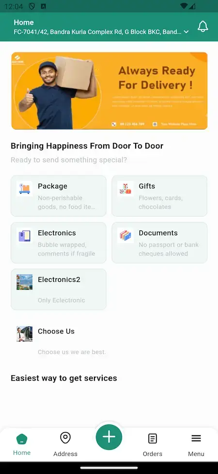 Uber Delivery Clone 20 Delivery Categories and Home Screen Uber Delivery Clone App