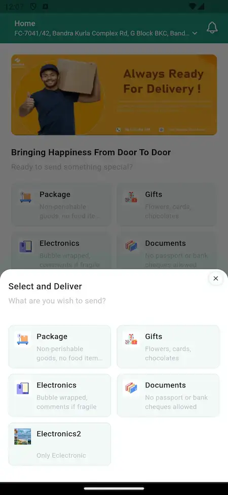 Uber Delivery Clone 18 Select & Deliver Page - Uber Delivery Like App