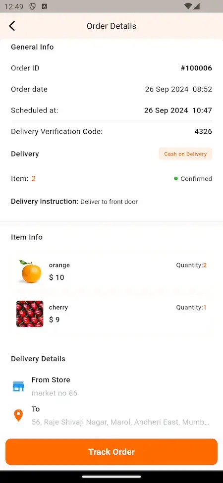 Swiggy Clone 24 Swiggy Clone Mobile App Order Details Screen.