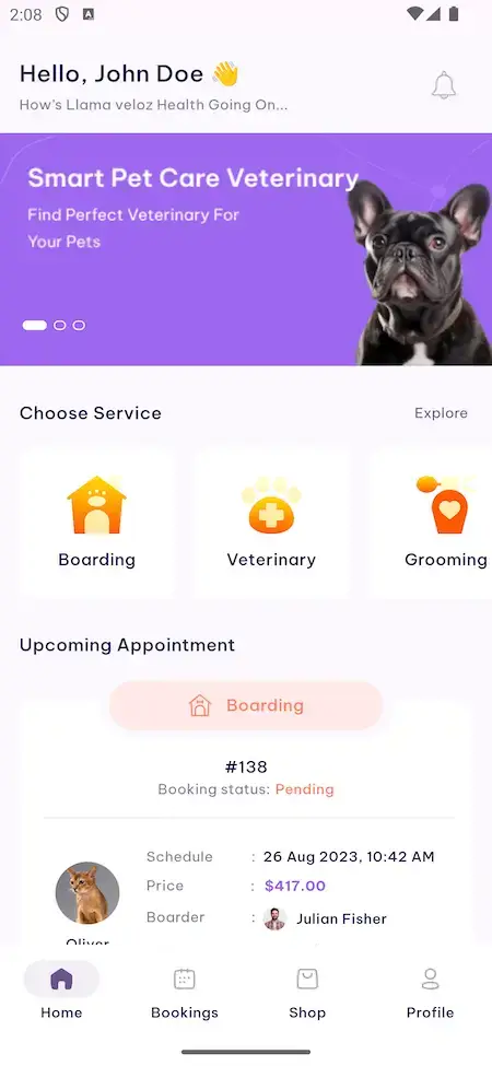Rover Clone 24 Rover Inspired App Home Screen with Featured Services and Bookings