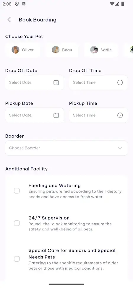 Rover Clone 22 Pet Reservation & Checkout Screen - Rover Clone App