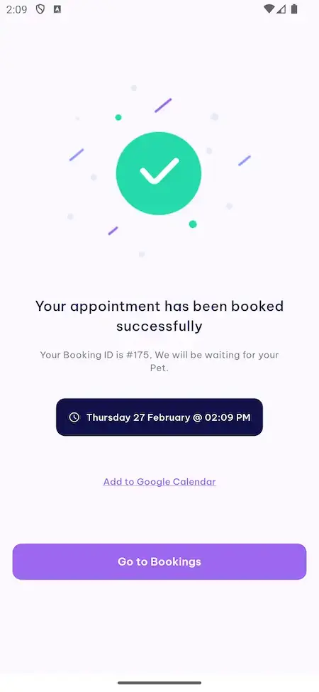 Dog Walk Clone 22 Dog Walk Clone Mobile App Appointment Booked Screen.