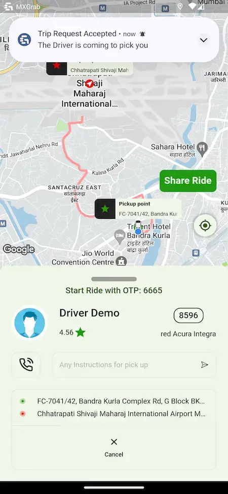 Grab Clone 16 Grab Clone Like App Location Driver Demo Screen.