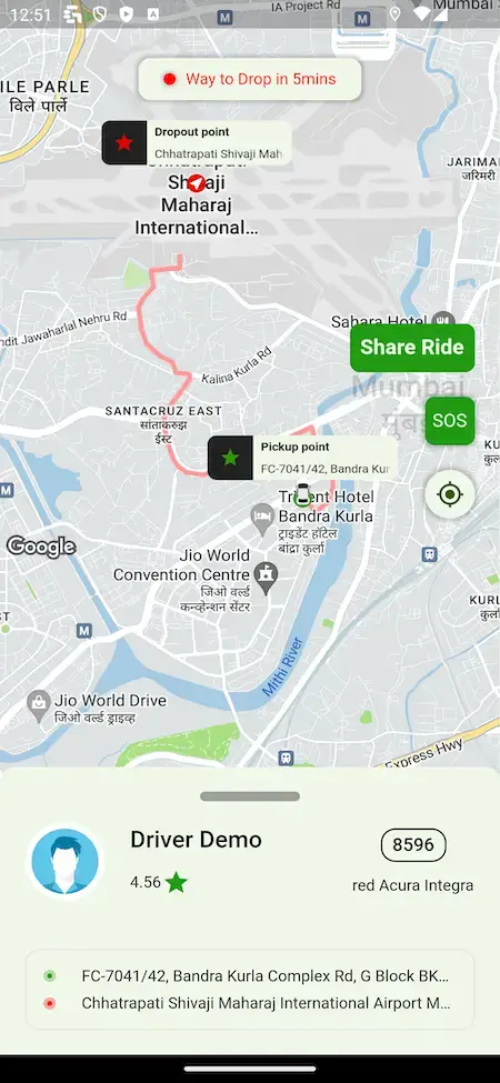 Grab Clone 18 Location Driver Demo Screen Grab Clone Mobile App