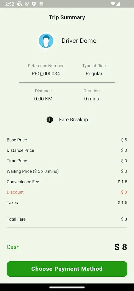 Grab Clone 19 Location Trip Summary Screen - Clone Mobile App