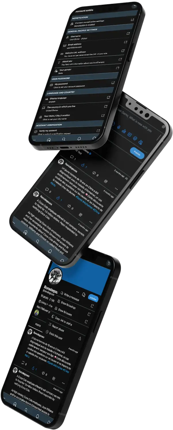 Twitter Clone 11 Twitter Clone App UI Triple Screen Display