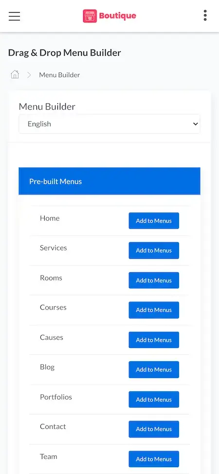 Wix Clone 24 Wix Clone drag and drop menu builder Page Display