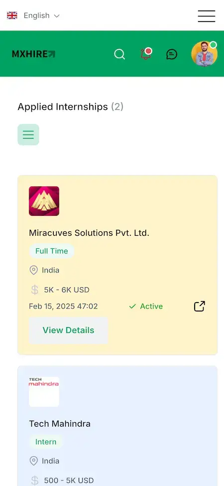 Indeed Clone 17 Indeed clone applied for jobs page Screen