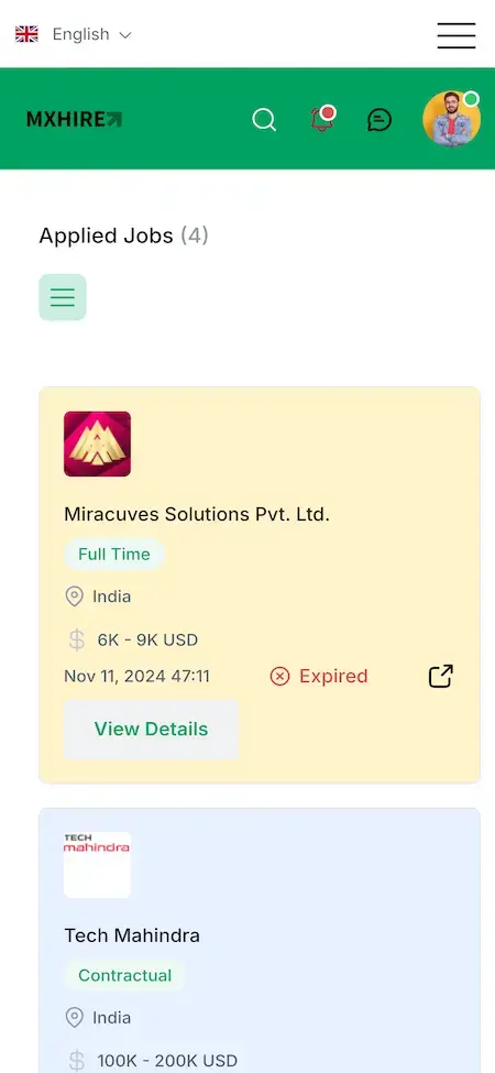 Indeed Clone 22 Indeed applied jobs Screen