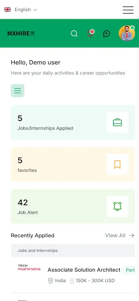 Job Portal 24 Job Portal App User Profile Activity Screen.