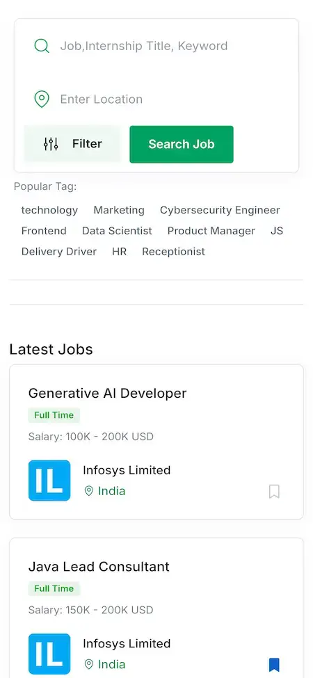 Glassdoor Clone 18 Glassdoor clone job search page Screen