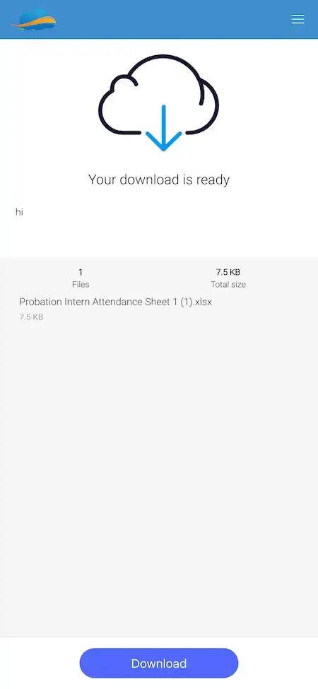 WeTransfer Clone 19 Wetransfer Clone Mobile UI Download Ready Screen