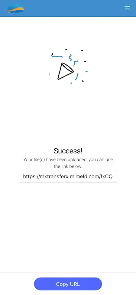 WeTransfer Clone 21 File Uploaded Success Screen UI - Wetransfer Like App
