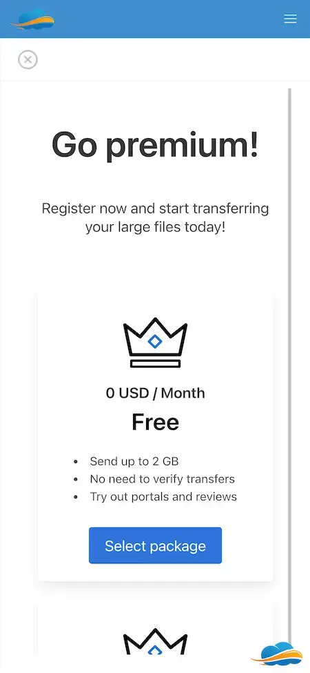 WeTransfer Clone 16 Go Premium Screen Wetransfer Clone Mobile App