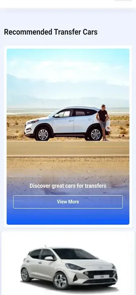MakeMyTrip Clone 16 Makemytrip Clone Mobile App Transfer Cars Screen.