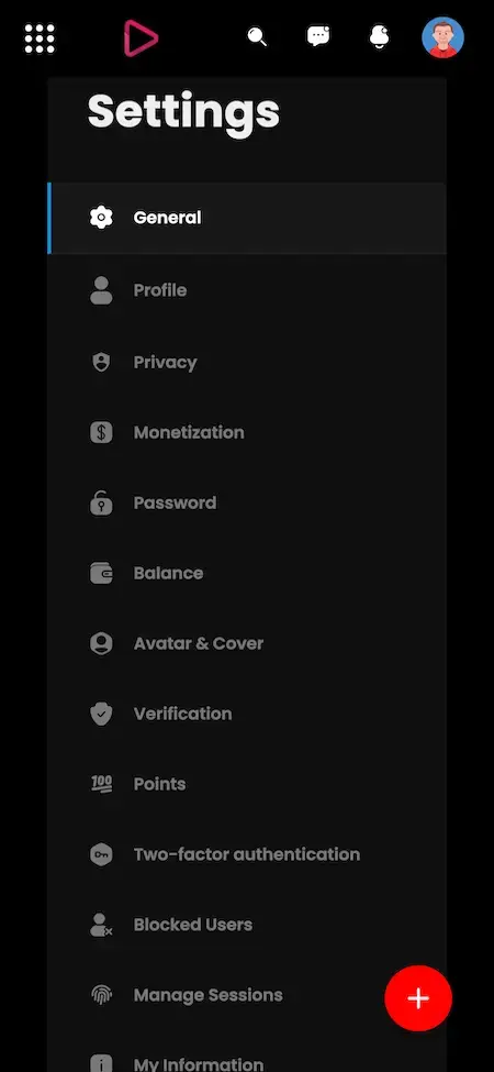 YouTube Clone 24 youtube Clone general setting Screen.