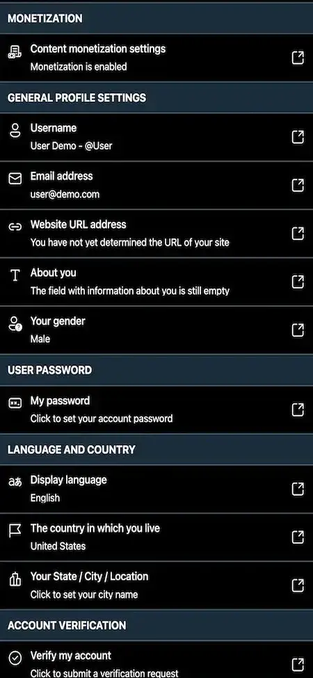 Twitter Clone 21 Twitter Clone Mobile App Account Settings Screen