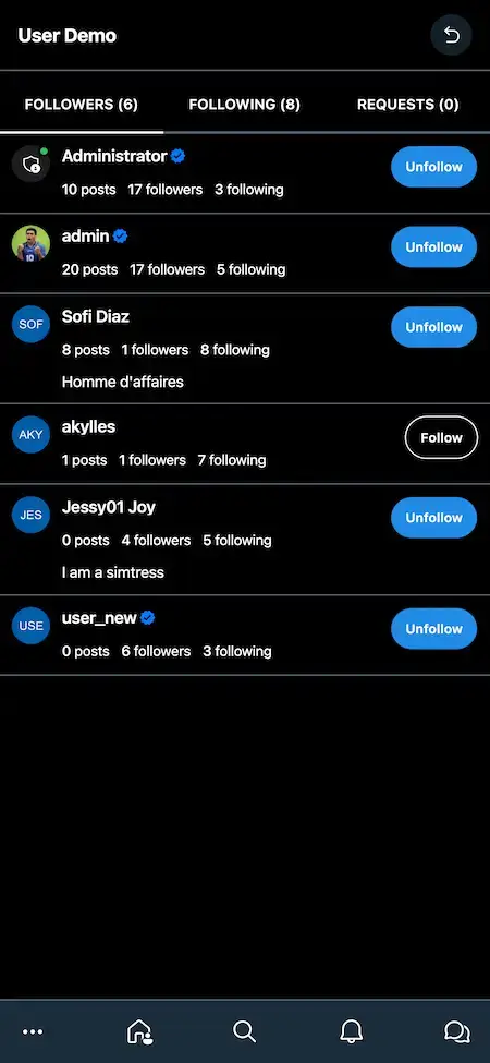 Twitter Clone 22 Twitter Clone Mobile App Followers Screen