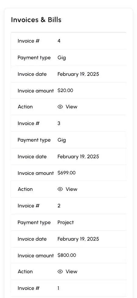 Upwork Clone 19 Upwork Clone Mobile Admin screen.