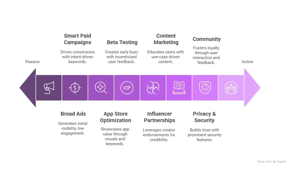 How to Market a File Transfer Service App Successfully After Launch 1 Infographic summarizing key marketing strategies for a file transfer app after launch