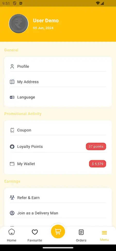 Grubhub Clone 23 Grubhub app user Screenshot