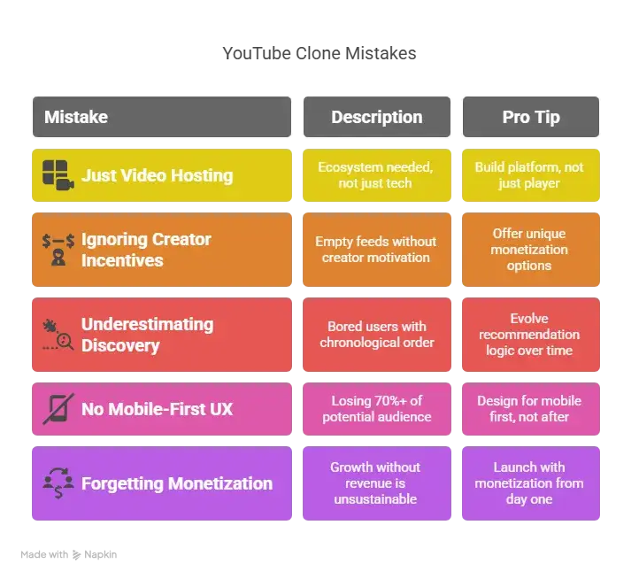 Top 5 Mistakes Startups Make When Building a YouTube Clone 1 Common Mistakes When Building a YouTube Clone