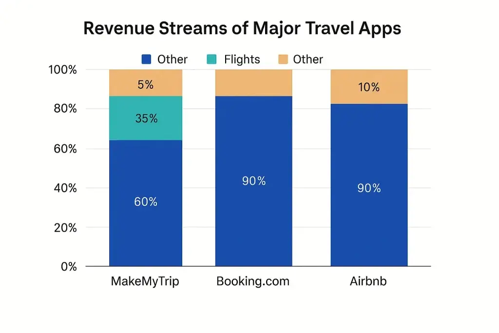 Top 5 Mistakes Startups Make When Building a MakeMyTrip Clone 4 revenue streams major travel apps