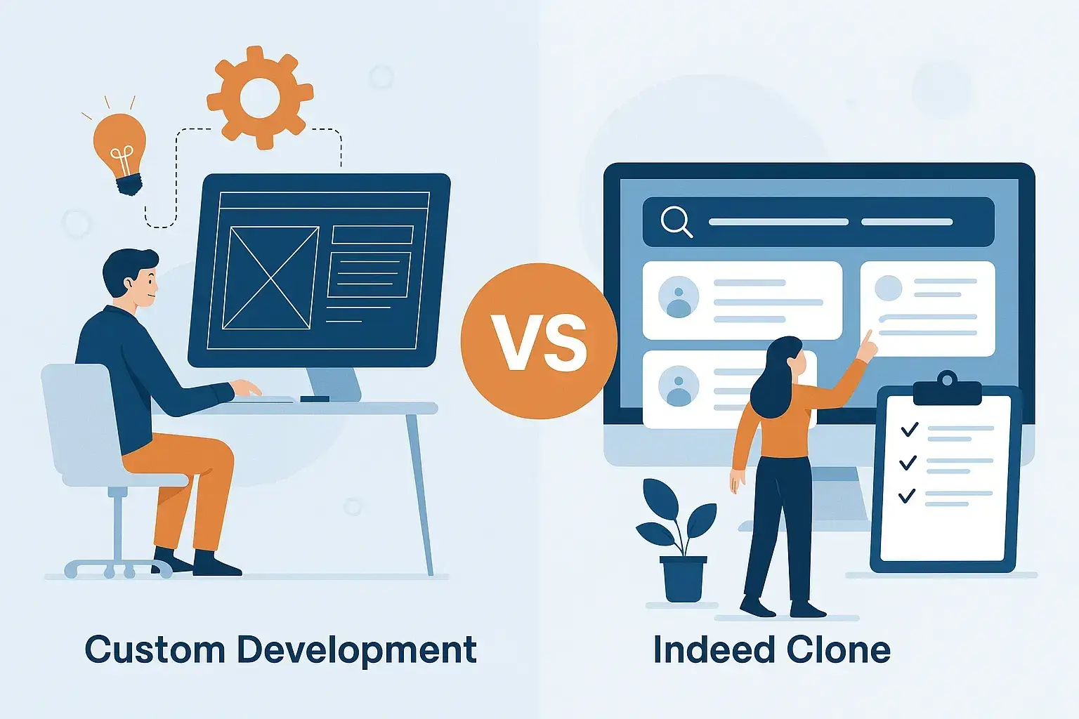 Isometric illustration of a job platform interface showing resume screening, analytics, and monetization elements