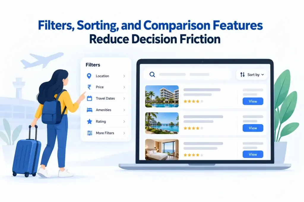 What Features Matter Most in an Online Travel Agency Platform for Search, Booking, Bundling, and Retention? 1 Filters, sorting, and comparison features in an online travel agency platform to reduce booking decision friction