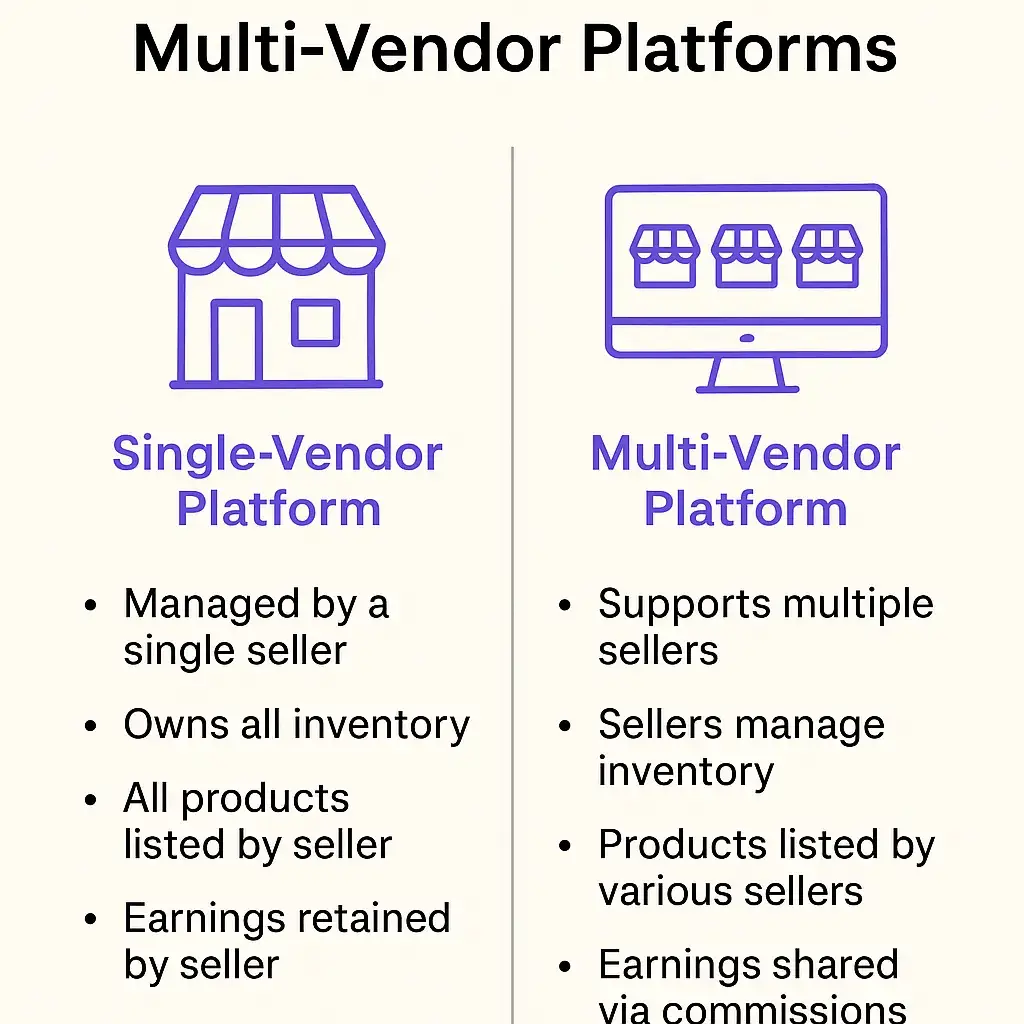 Breaking Down the Development Cost of a Multi-Vendor Fashion Marketplace Platform 1 single vendor vs multi vendor platform infographic 2