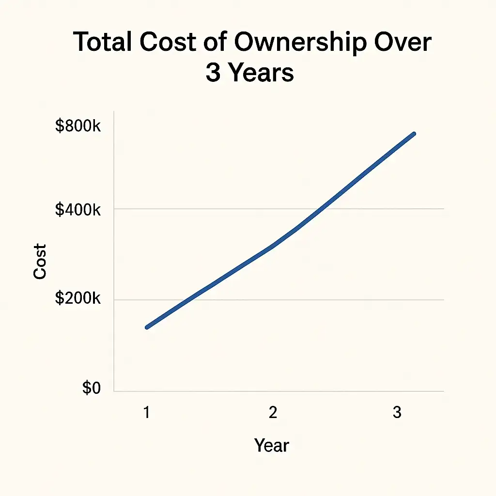 How Much Does It Cost to Build an AI Chatbot Like Gemini in 2025 4 tco ai chatbot line graph 3 years