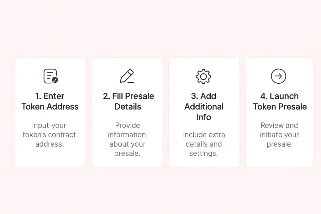 PinkSale App Features List: Everything You Need to Know Before You Launch Your Own Version 3 token presale onboarding step flow