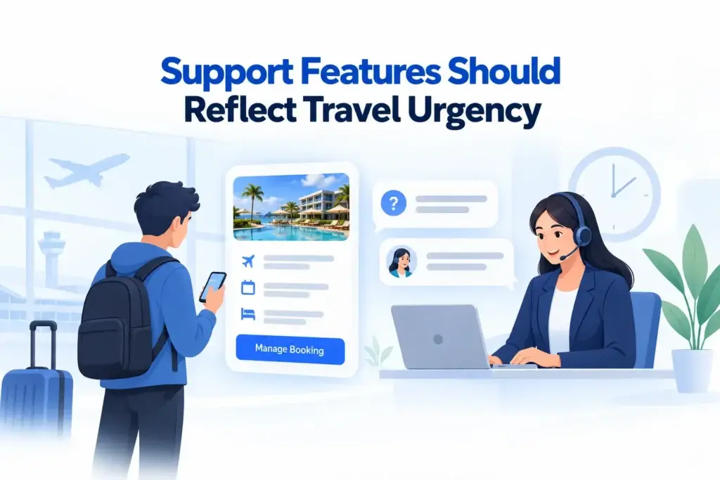 What Features Matter Most in an Online Travel Agency Platform for Search, Booking, Bundling, and Retention? 2 Travel support features in an online travel agency platform for urgent booking assistance and trip management
