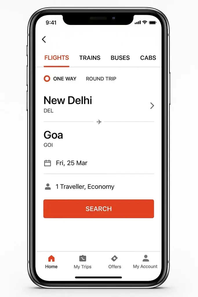 Yatra App Features List: What Makes This Travel App a Smart Choice for Entrepreneurs? 2 yatra multi modal booking ui mockup