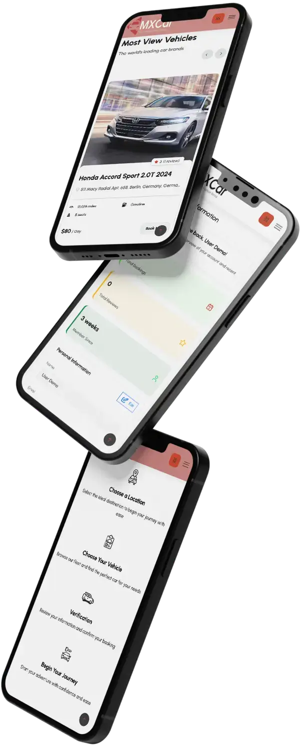 Turo Clone 10 Car rental clone app interface showing car listings, live map, and booking options.