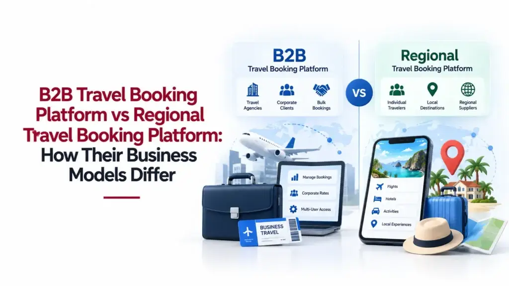B2B travel booking platform vs regional travel booking platform comparing agents, corporate clients, travelers, suppliers, and booking operations