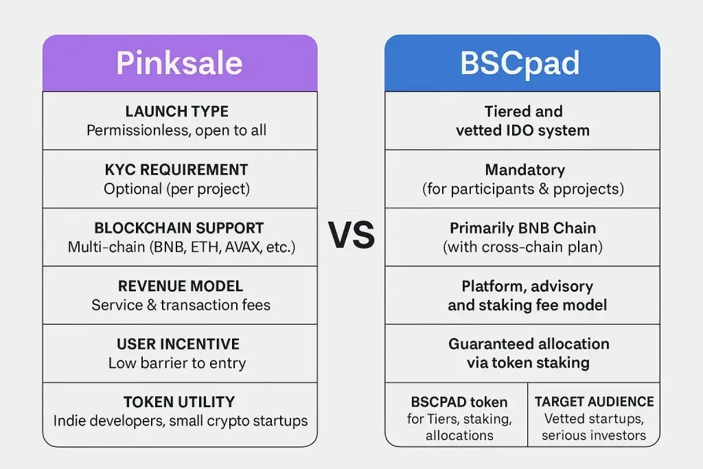 Pinksale vs BSCpad Business Model | Guide for Web3 Startups 1 infographic image for pinksale vs bscpad