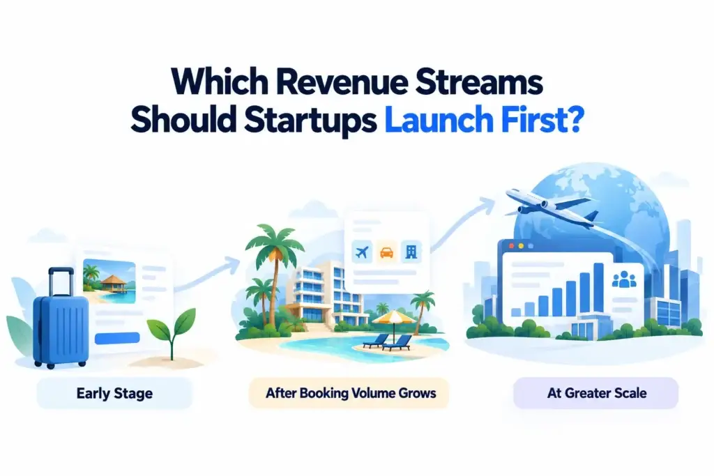 How Online Travel Agency Platforms Generate Revenue From Commissions, Markups, Advertising, and Travel Services 2 Travel platform revenue streams for early-stage startups, growing booking volume, and greater scale