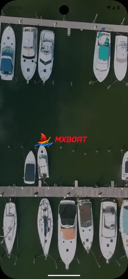 GetMyBoat Clone 26 Splash screen of GetMyBoat Clone App showing yachts docked at a marina.