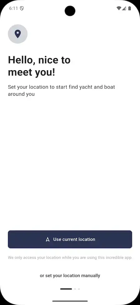 GetMyBoat Clone 22 GetMyBoat clone app location access screen.