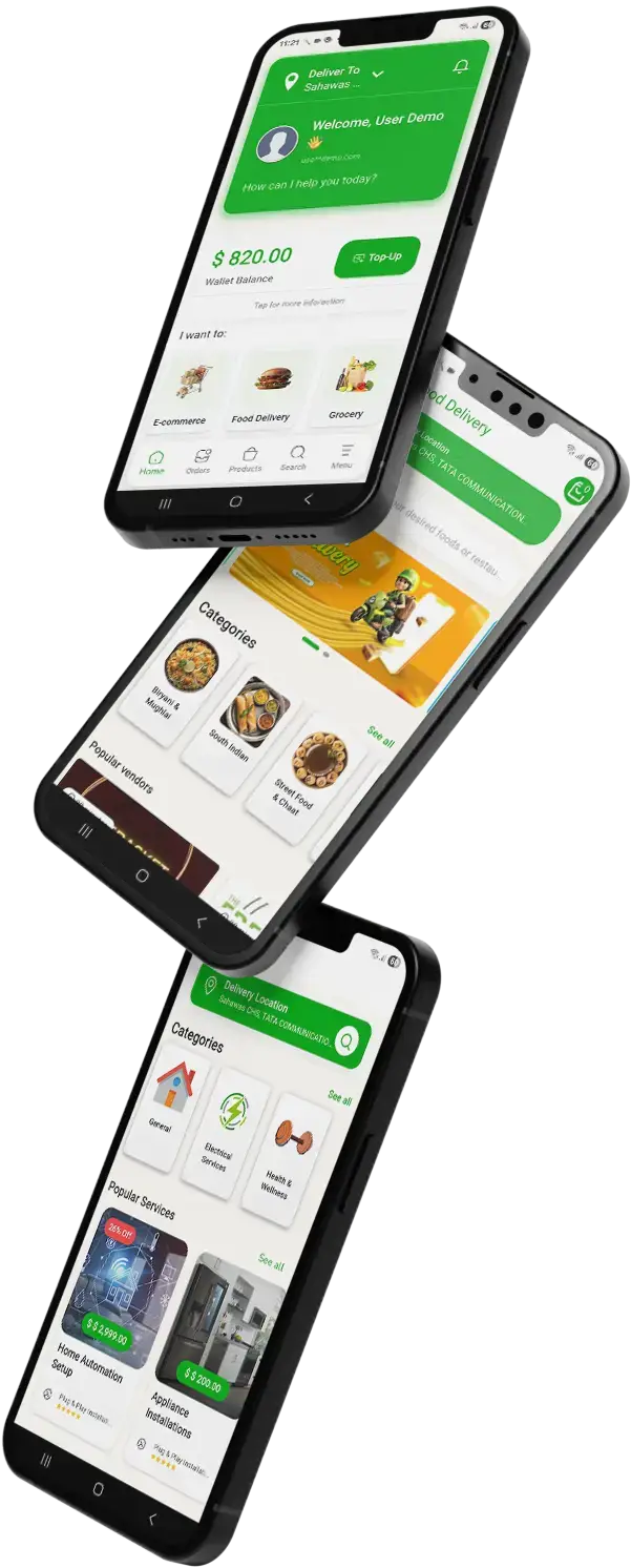 Gojek Clone 10 Gojek Clone Primary App Screens PhoneMockup
