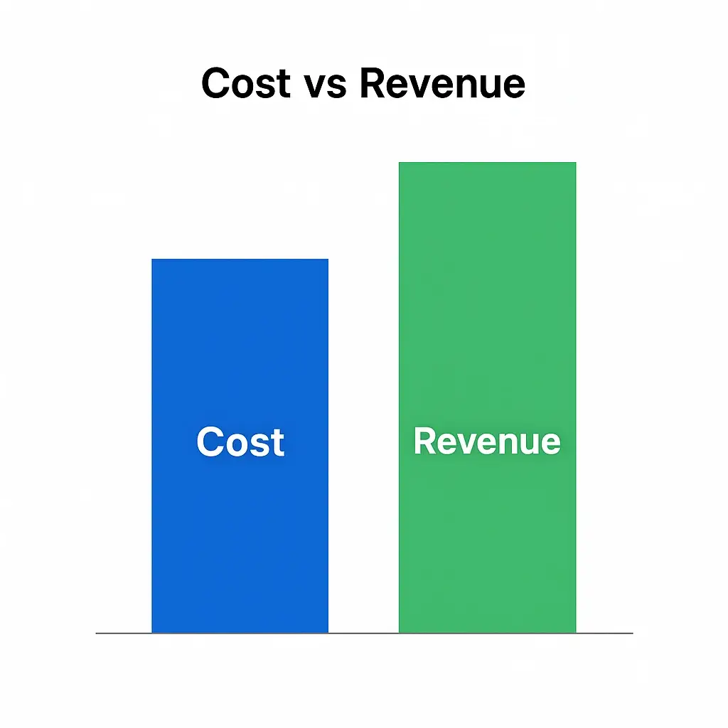 Uber Delivery Clone Revenue Model: How Uber Eats Makes Money in 2026 2 Cost vs Revenue Visualization