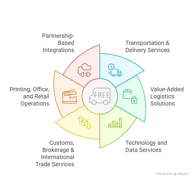 Business Model of FedEx : Complete Strategy Breakdown 2026 1 Visual diagram showing FedEx revenue streams and monetization model using circular flow segments Business Model of FedEx .