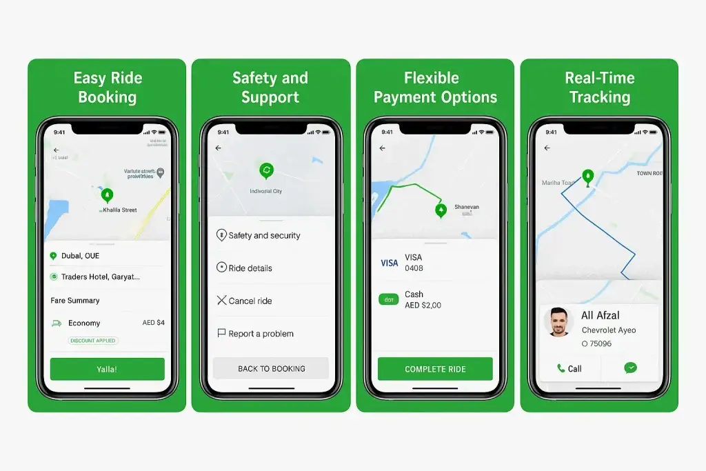 What is Careem App and How Does It Work? 2 careem app feature screenshots ride booking tracking