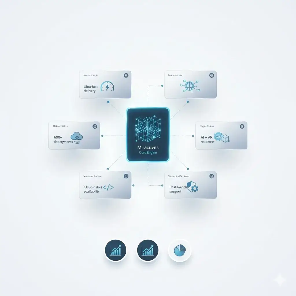 Best Newegg Clone Scripts 2025: Build a High-Performance Electronics Marketplace 1 Chart-style white background infographic showing Miracuves’ strengths for Newegg Clone development