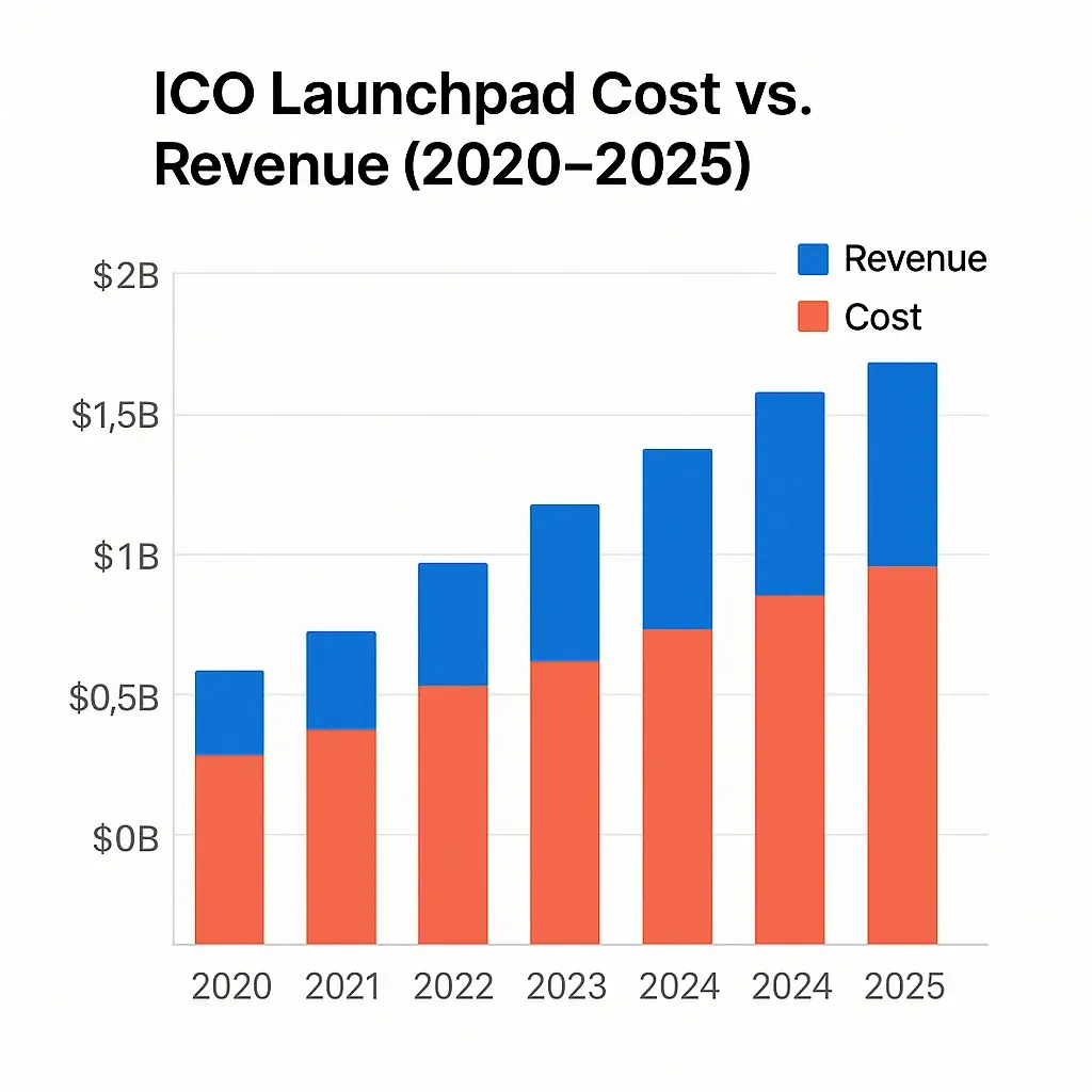 ICO Launchpad Revenue Model: How ICO Launchpads Make Money in 2026 2 Cost vs Revenue visualization ICO