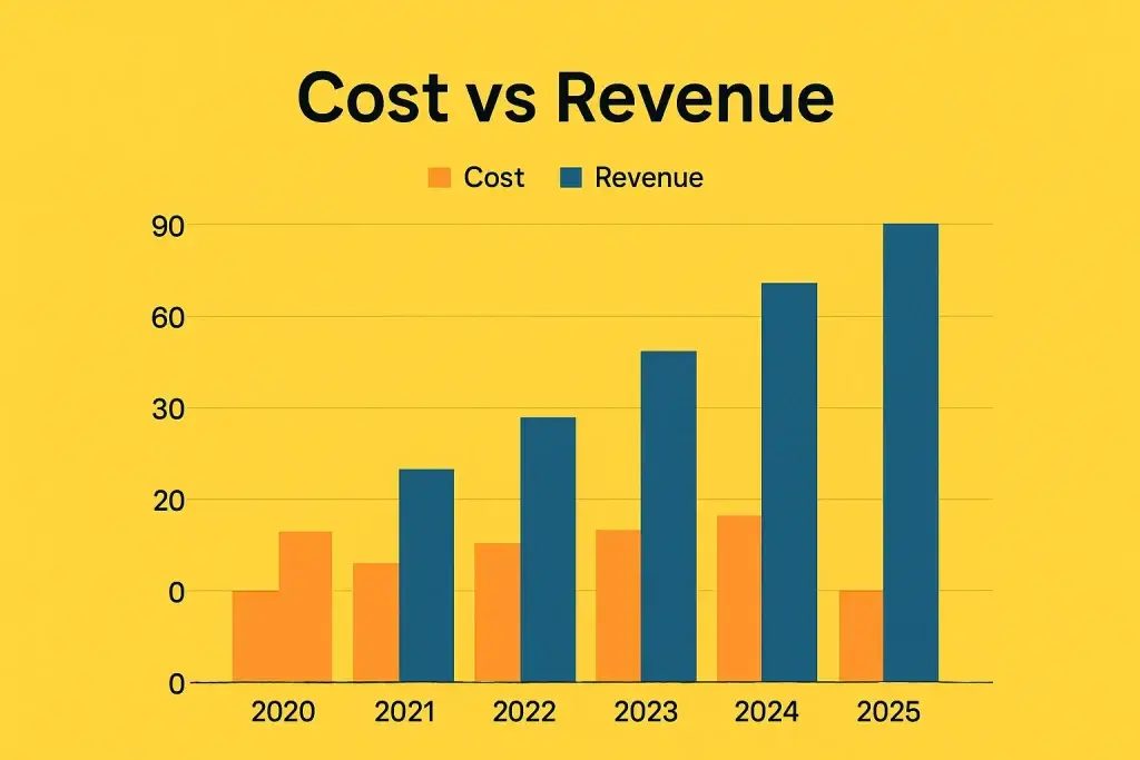 Microblogging App Revenue Model: How Microblogging Apps Make Money in 2026 2 Cost vs Revenue visualization microblogging