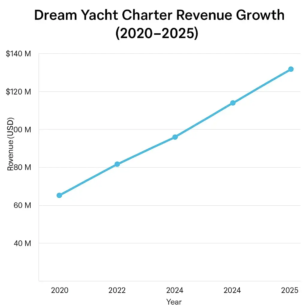 Dream Yacht Charter Revenue Model: How Dream Yacht Charter Makes Money in 2026 1 Revenue growth graph 2020 2025 dream yatch charter